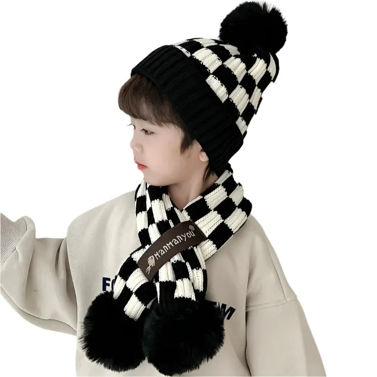 Checker Hat And Scarf Set