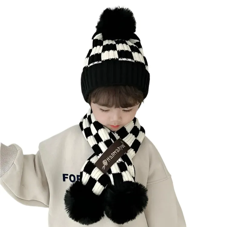 Checker Hat And Scarf Set