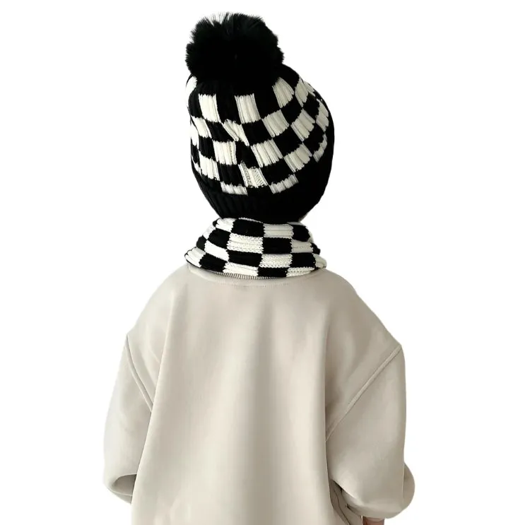 Checker Hat And Scarf Set