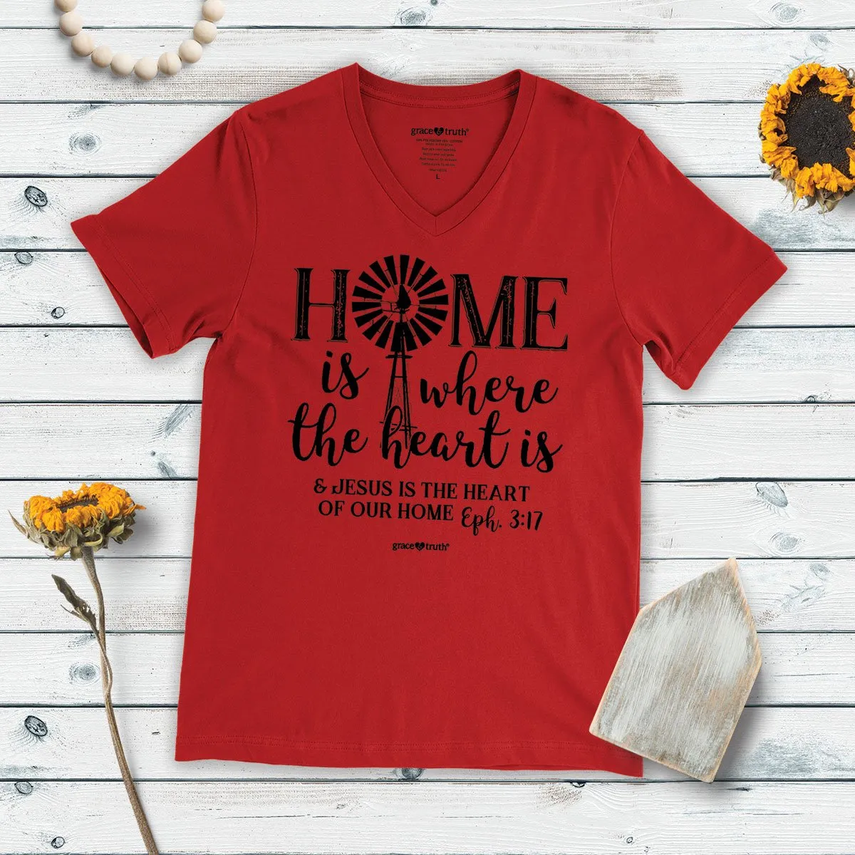 Cherished Girl Grace & Truth Home Windmill Christian V-Neck T-Shirt