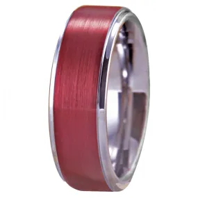 Classic Brushed Red Tungsten Wedding Ring