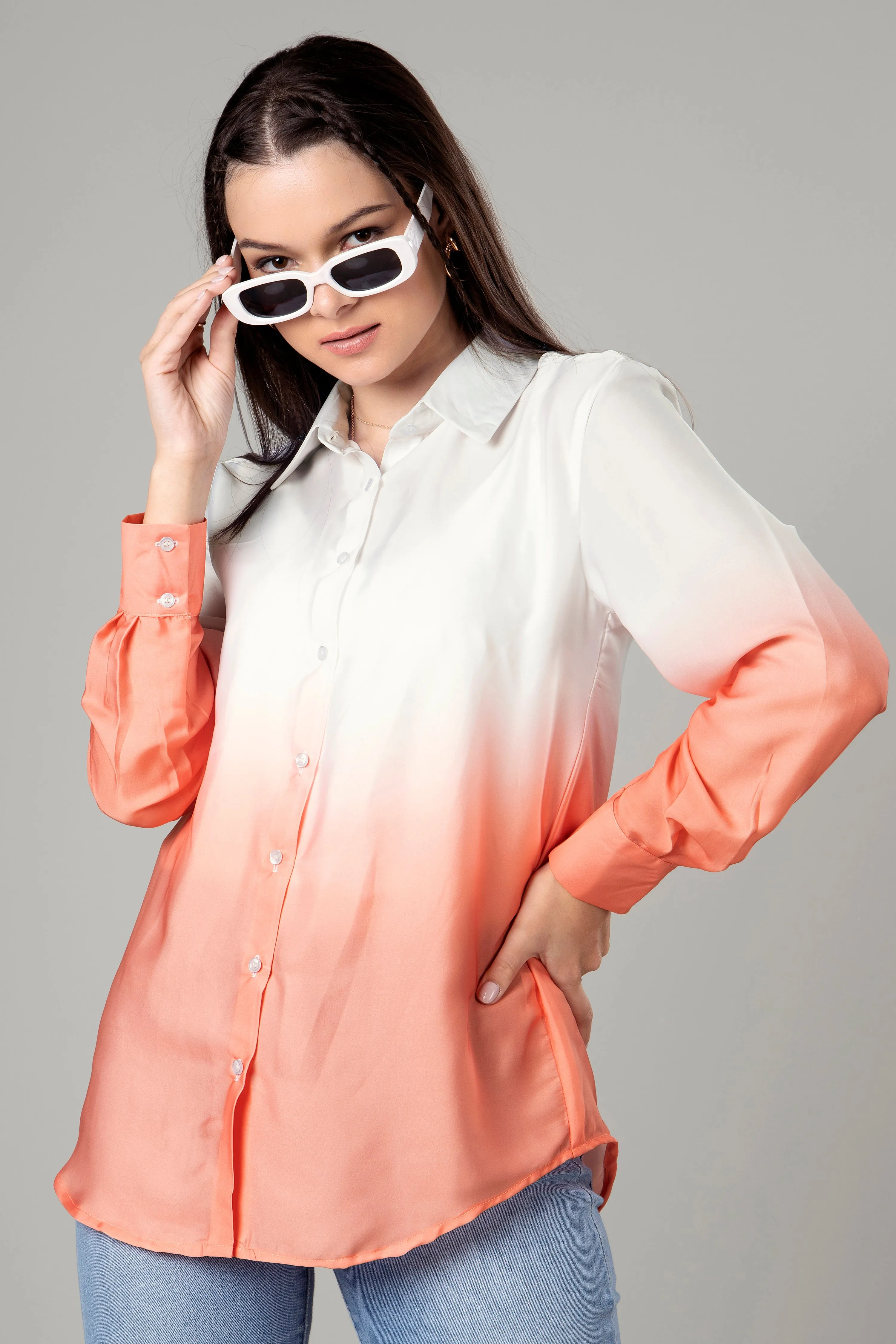 Classic Casual Ombre Shirt For Women