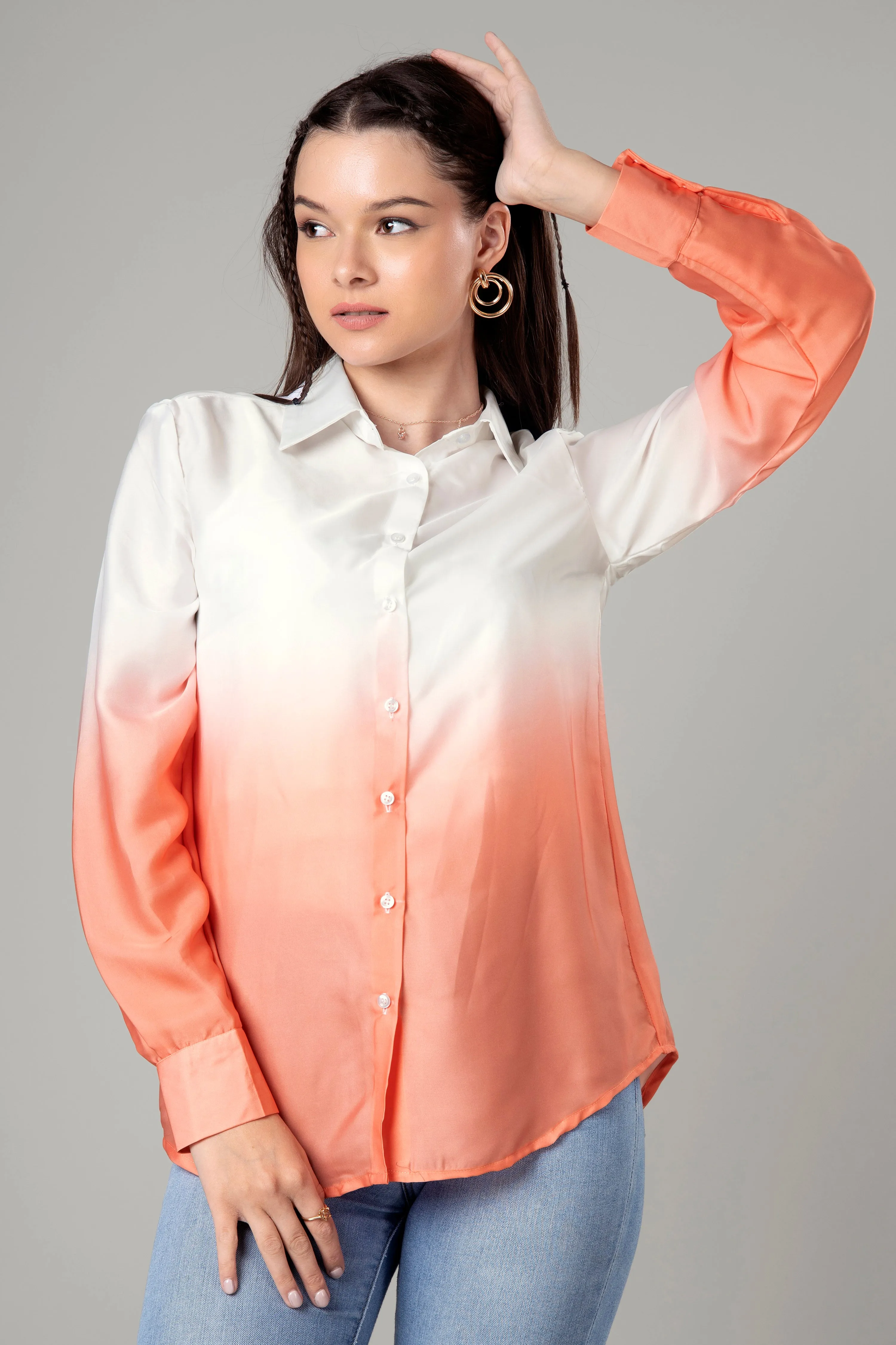 Classic Casual Ombre Shirt For Women