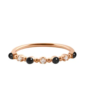 Classic Gigi 3 Diamond Black Ring, Rose Gold, Size 6