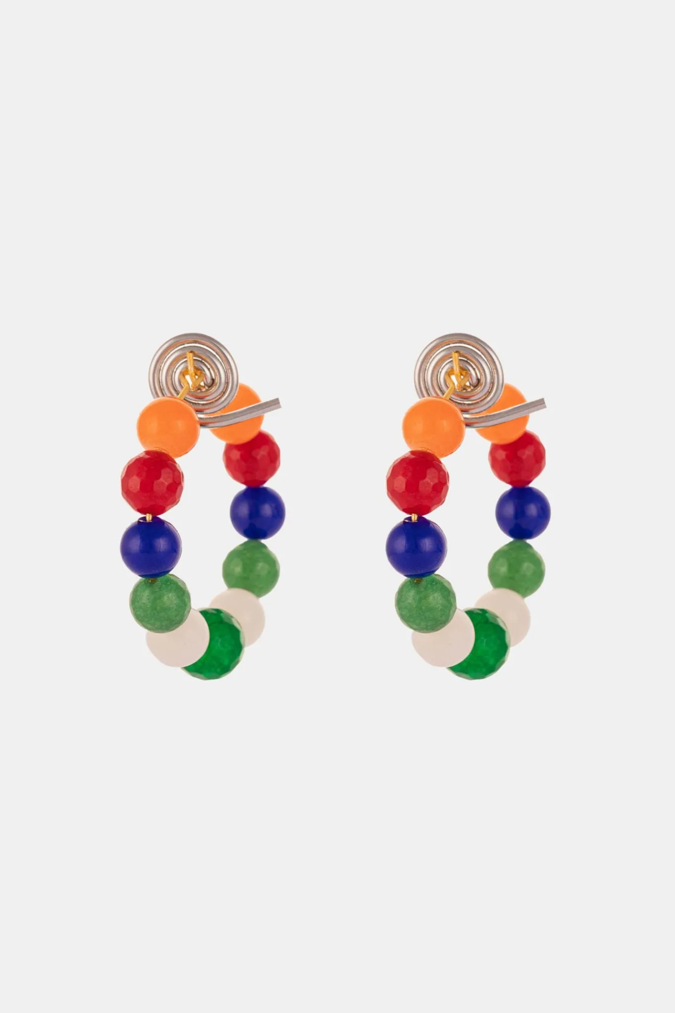 Coloured Honeycomb Stones Hoop Earrings