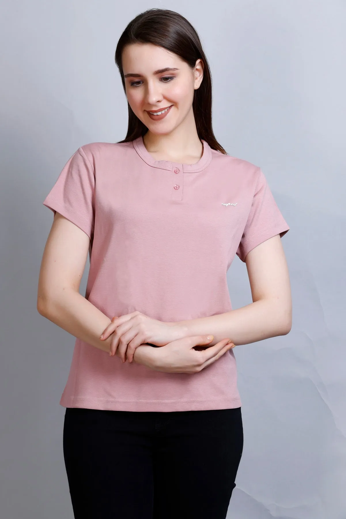 Cotton Casual T-shirts For Summers- Primrose (Available  In Plus Sizes)