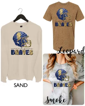 Council Grove Braves Faux Sequin Football Design | School Spirit