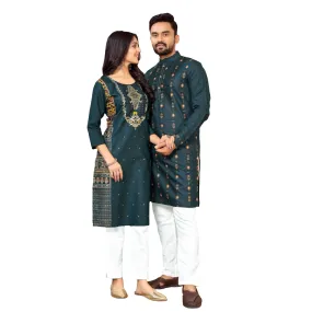 Couple Wear Cotton Traditional Indian Same Color Matching Outfits Set