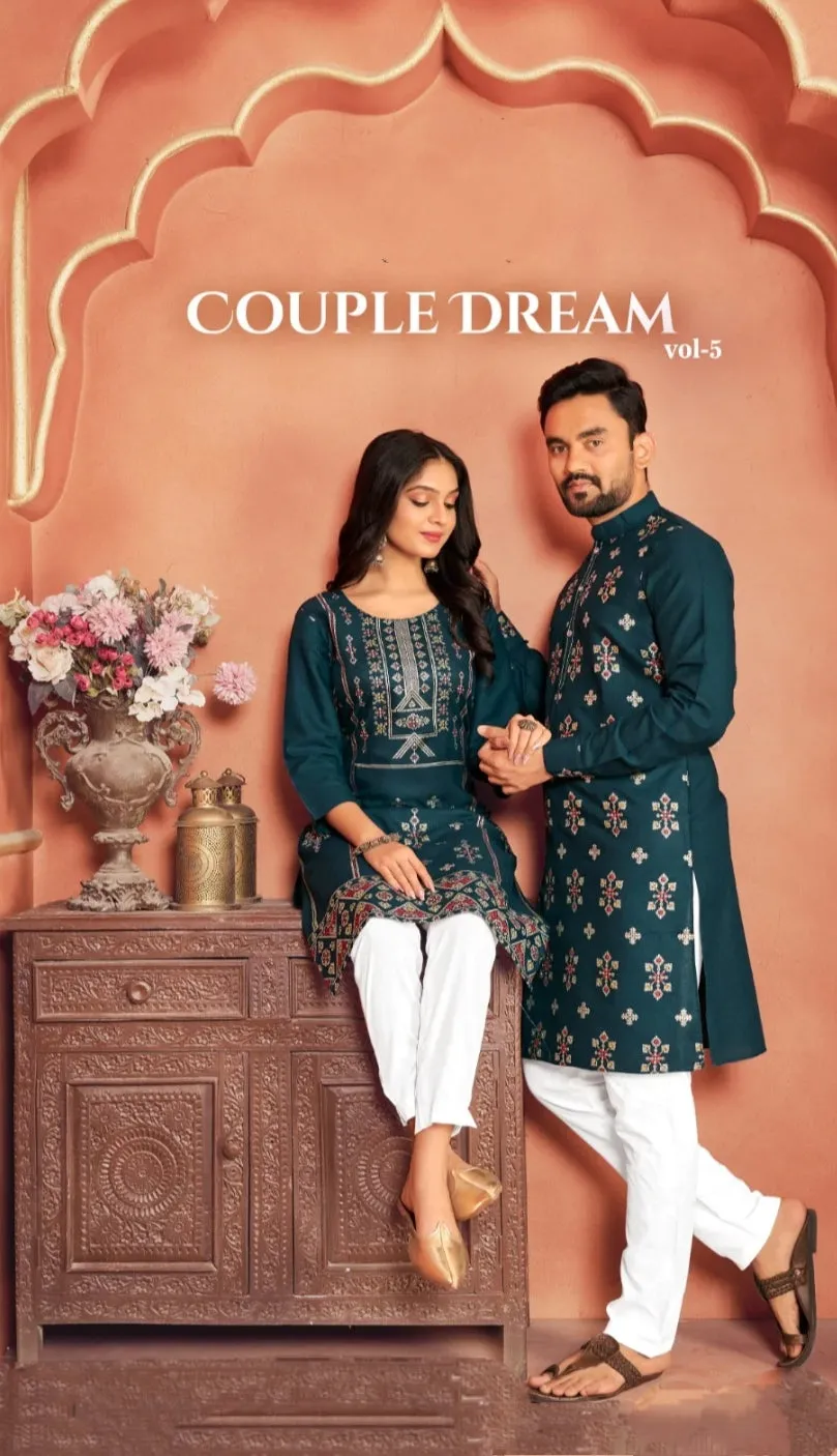 Couple Wear Cotton Traditional Wedding Same Matching Outfits Set