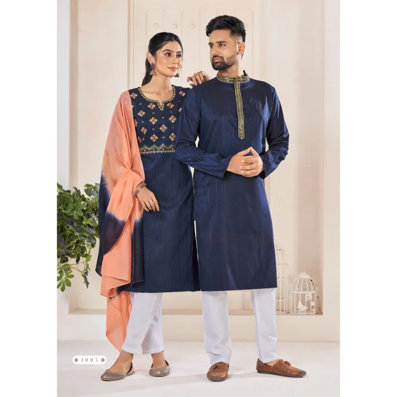 Couple Wear Indian Traditional Same Matching Outfits Set Dress