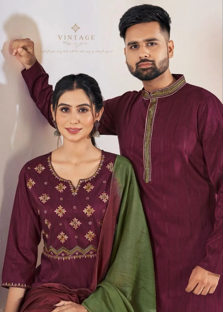 Couple Wear Indian Traditional Same Matching Outfits Set Dress