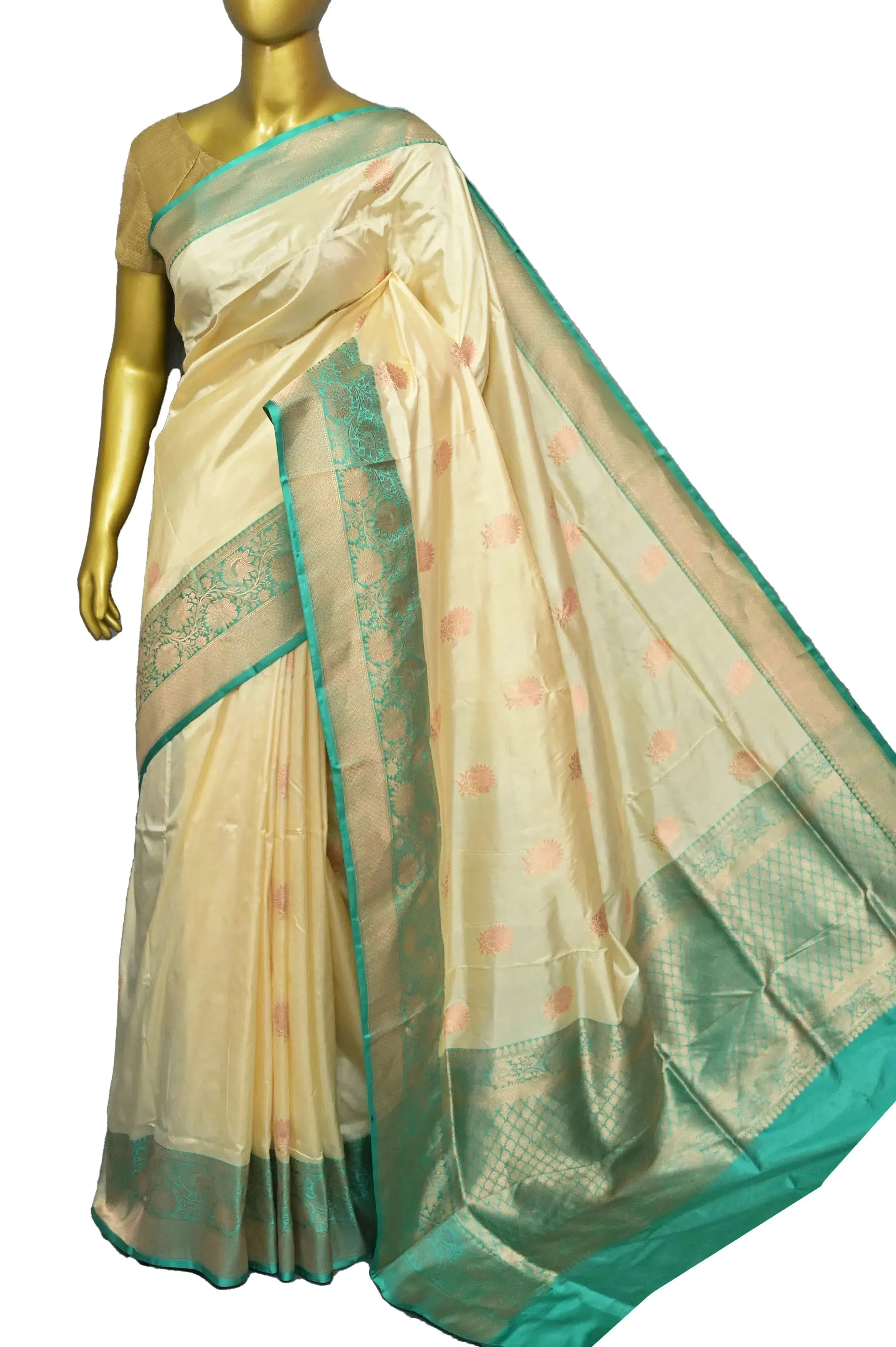 Cream Color Katan Silk Banarasi Saree