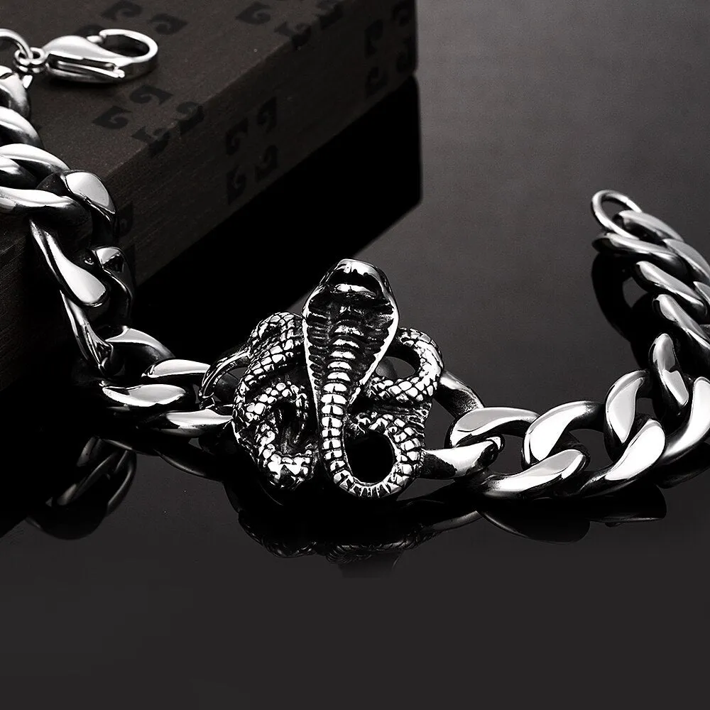 Creative Snake Design Link Chain Stainless Steel Classic Bracelet