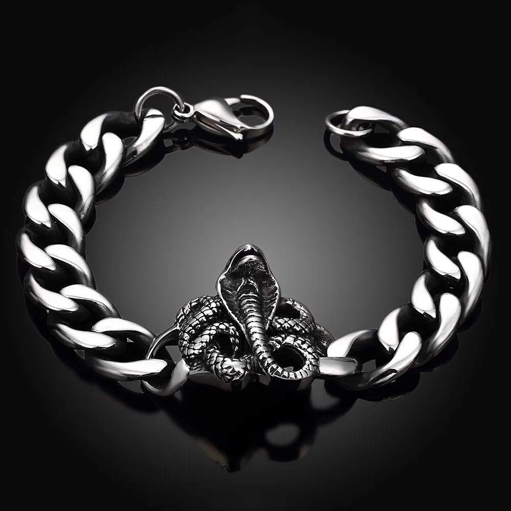 Creative Snake Design Link Chain Stainless Steel Classic Bracelet