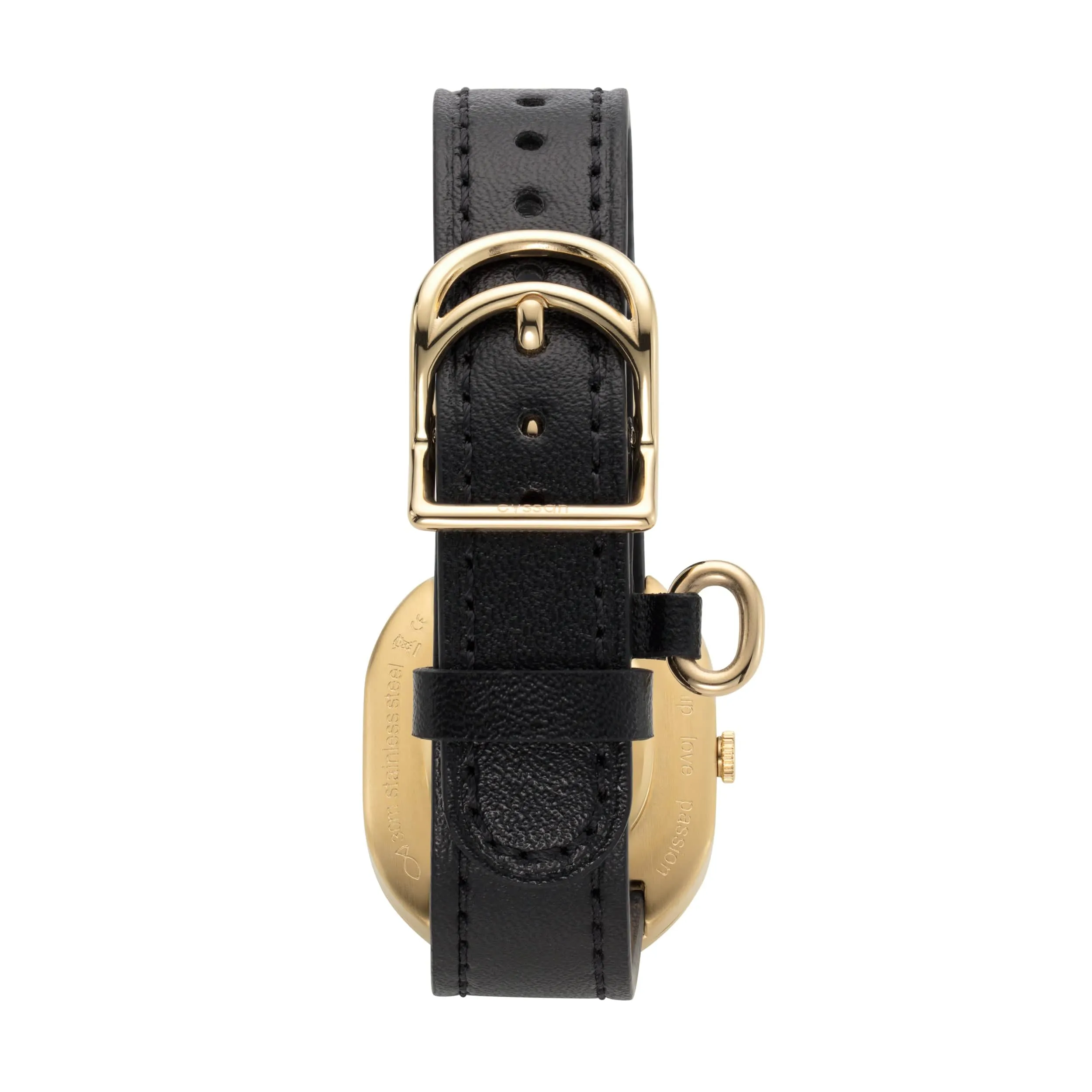 CYS11 Watch with Green & Gold Dial | Black Vegan Leather Strap