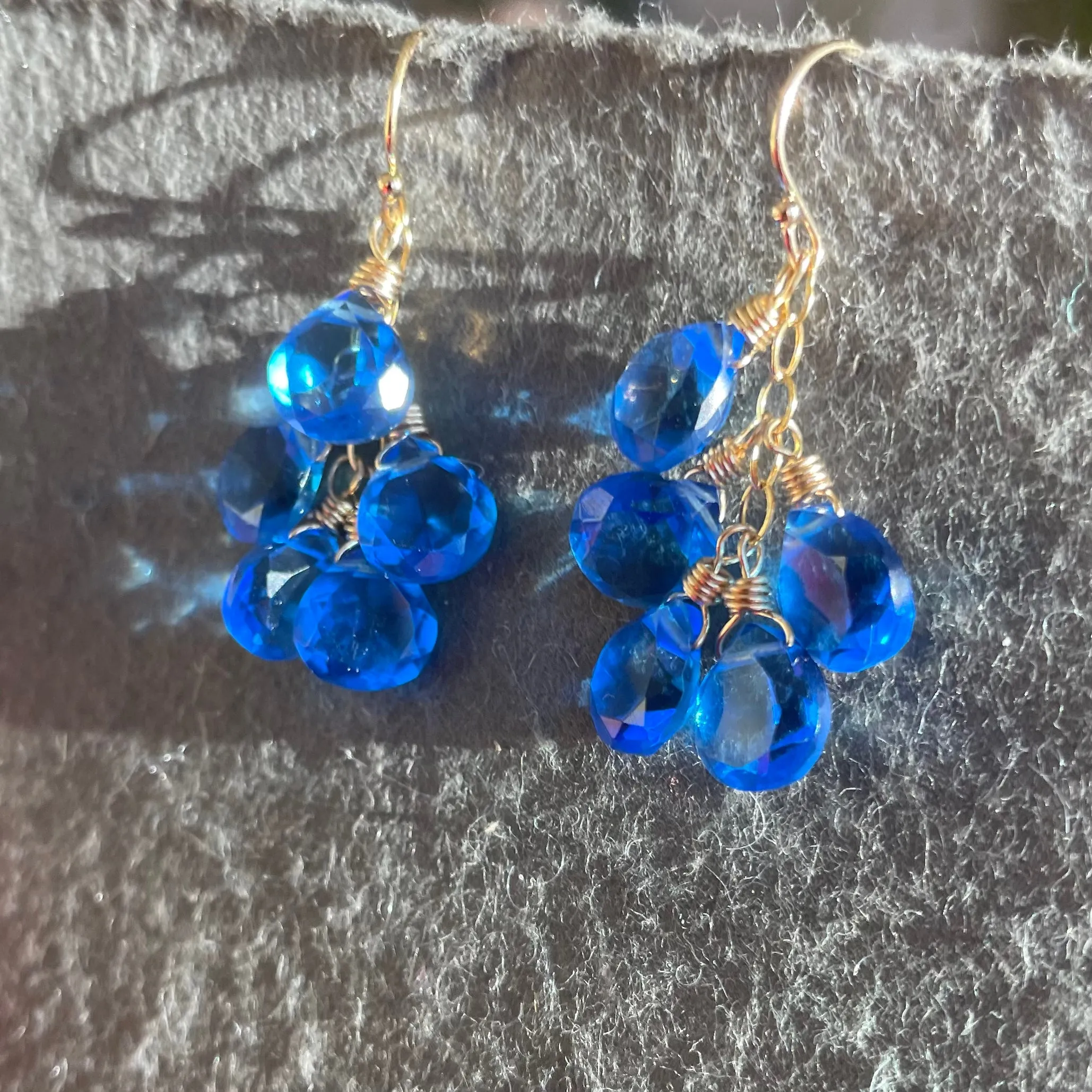 Deep Tanzanite Blue Earrings, Leverback Optional, Super Sparkly Quartz