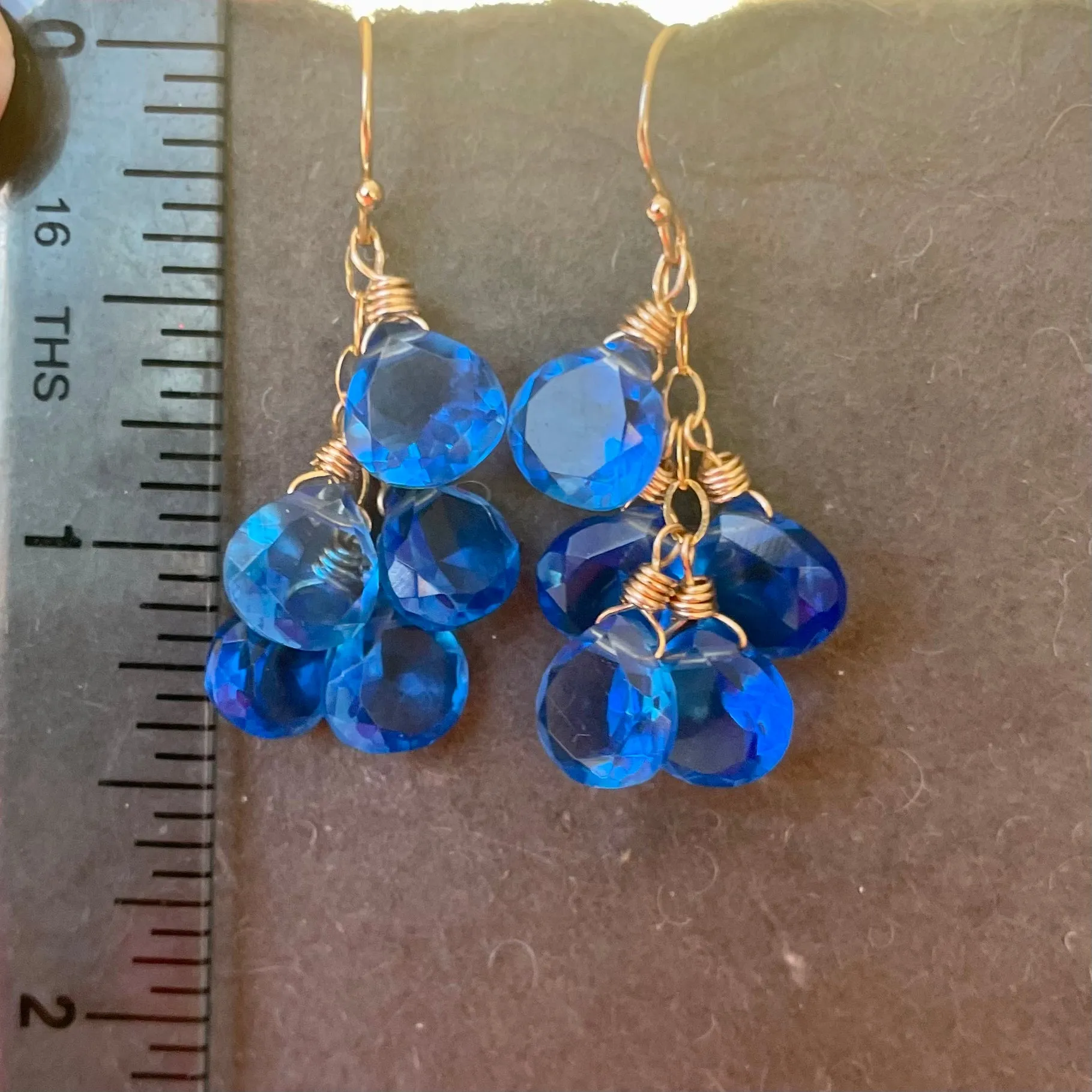 Deep Tanzanite Blue Earrings, Leverback Optional, Super Sparkly Quartz