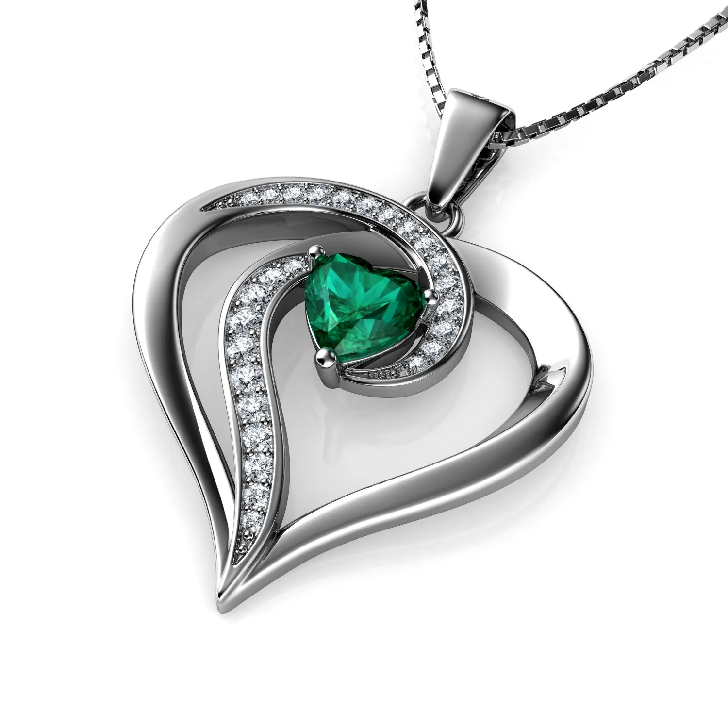 DEPHINI - Elegant green necklace for Women 925 sterling silver pendant