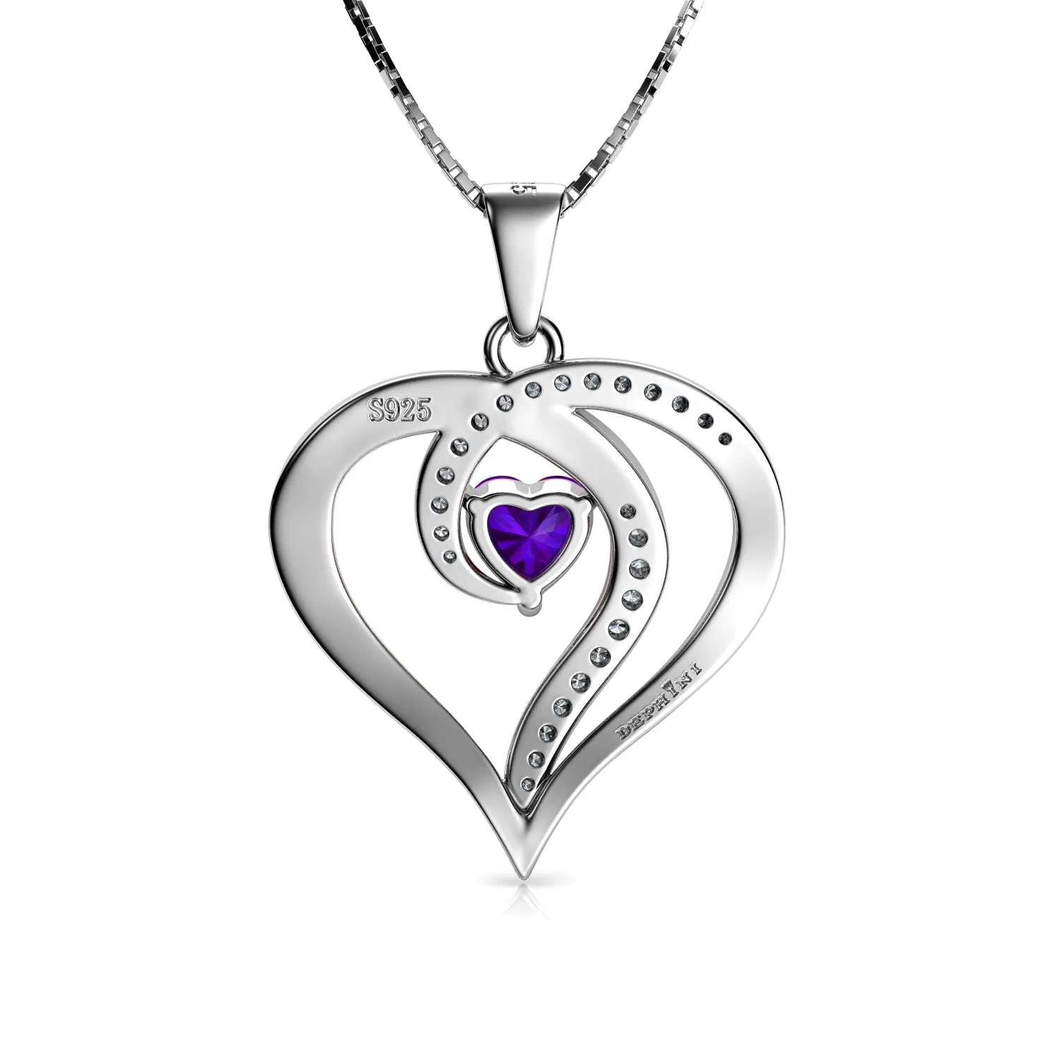 DEPHINI Elegant purple necklace for Women 925 sterling silver pendant