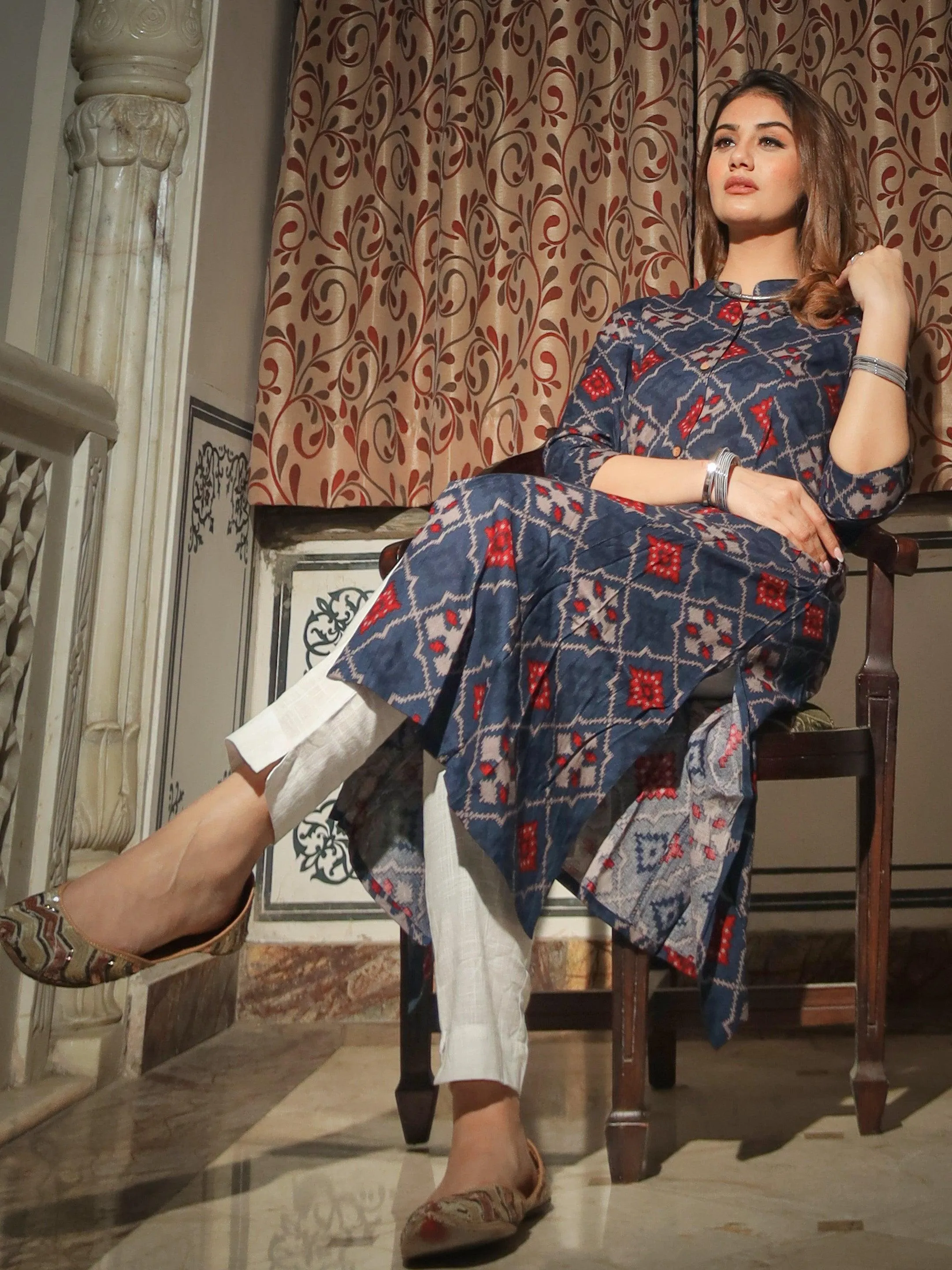 Divena A-Line Printed Rayon Kurta