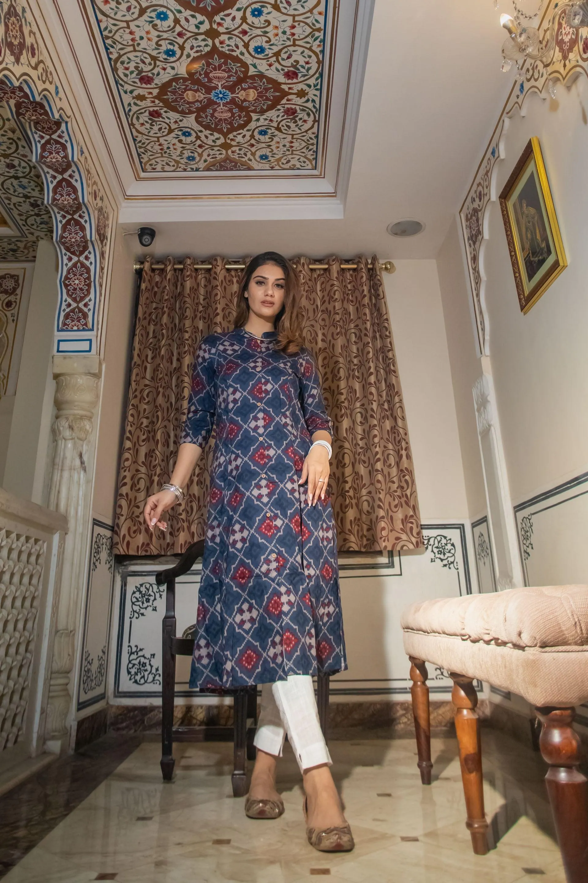 Divena A-Line Printed Rayon Kurta