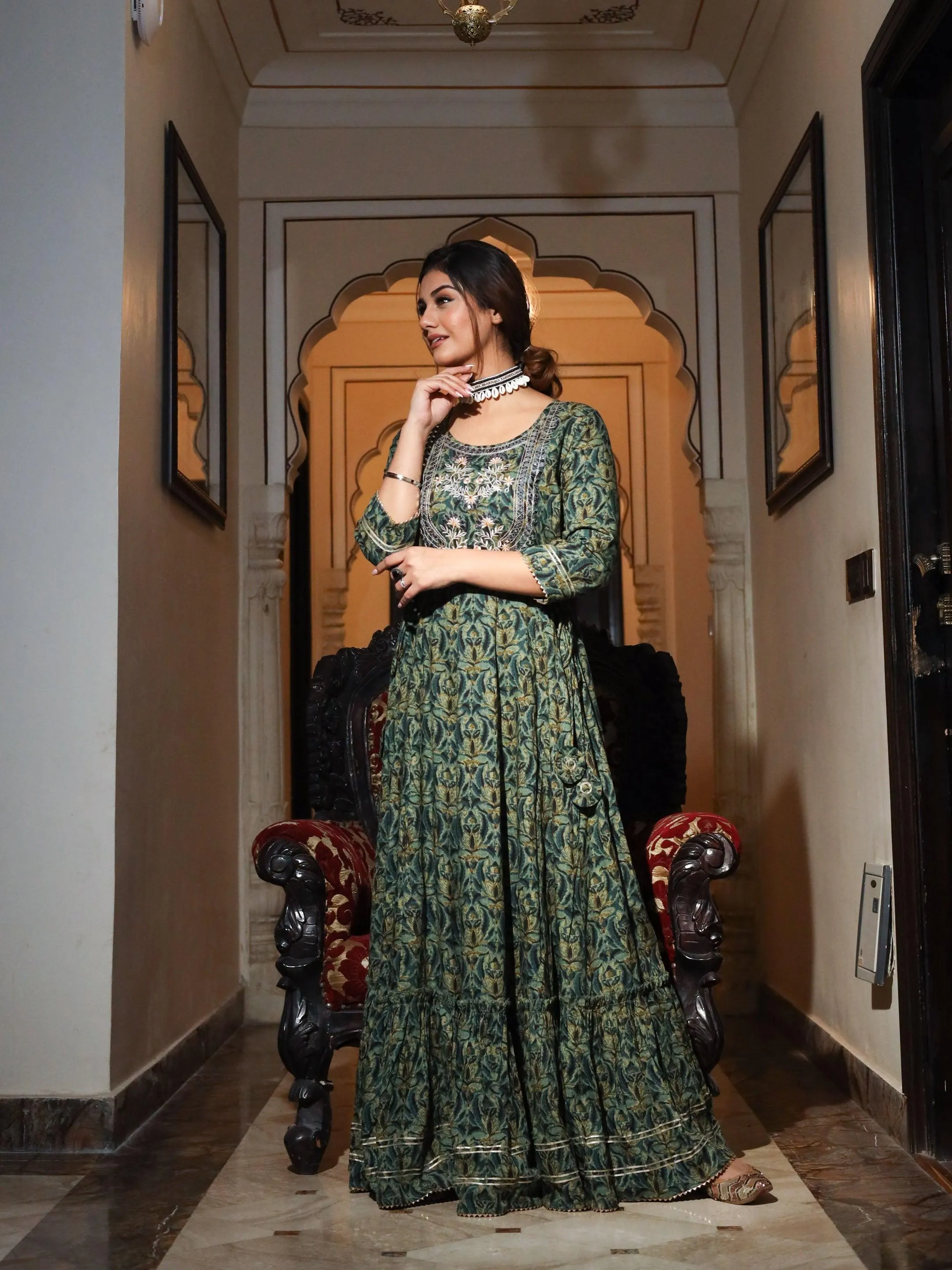 Divena Dark Green Anarakali Kurta