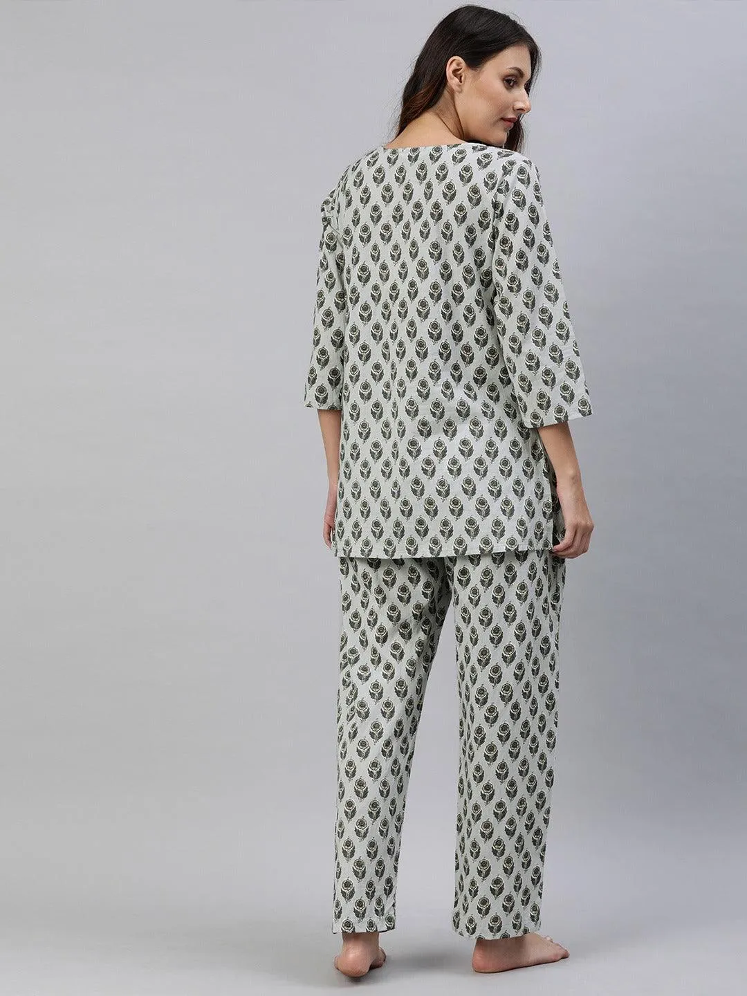 Divena Grey Color Cotton Loungewear/Nightwear