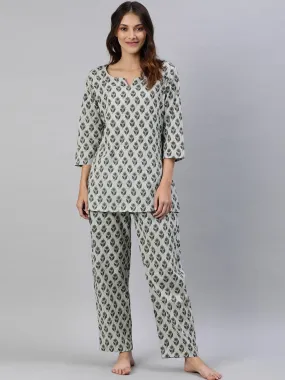 Divena Grey Color Cotton Loungewear/Nightwear