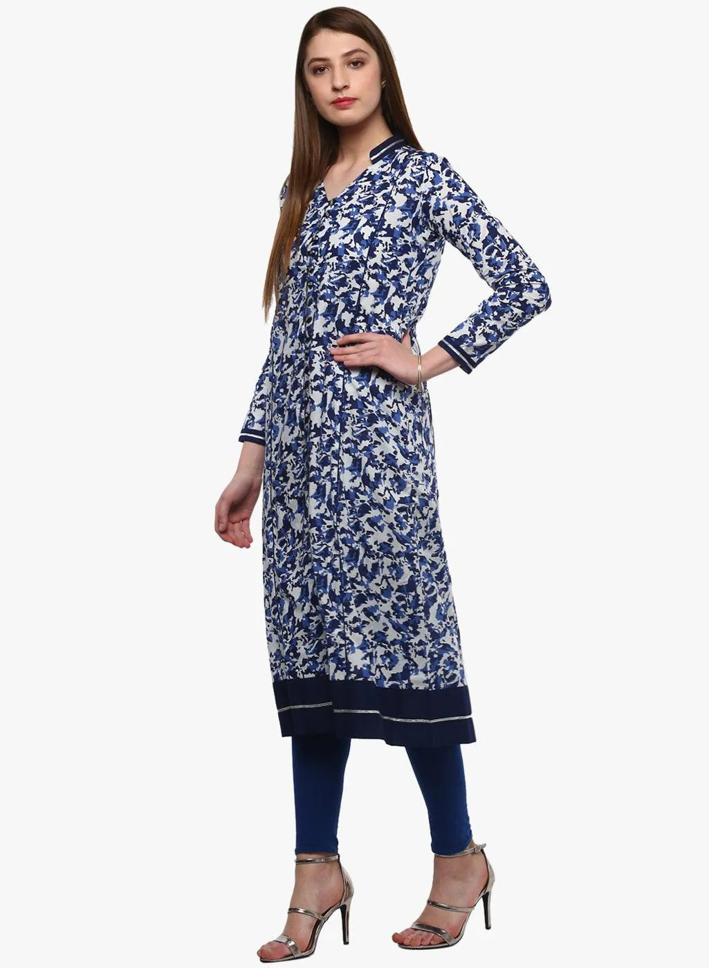 Divena Indigo Blue Front Open Kurti