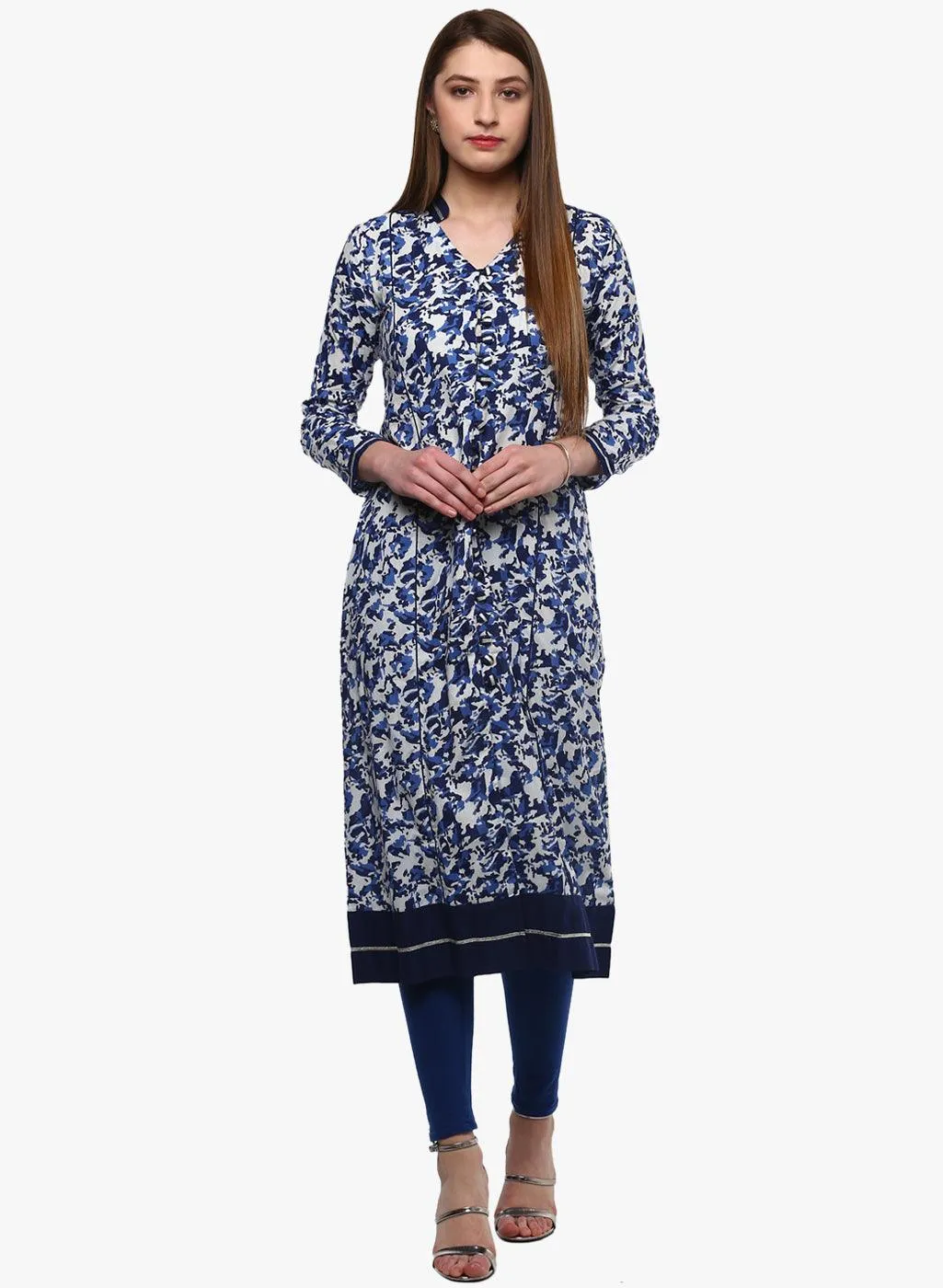 Divena Indigo Blue Front Open Kurti