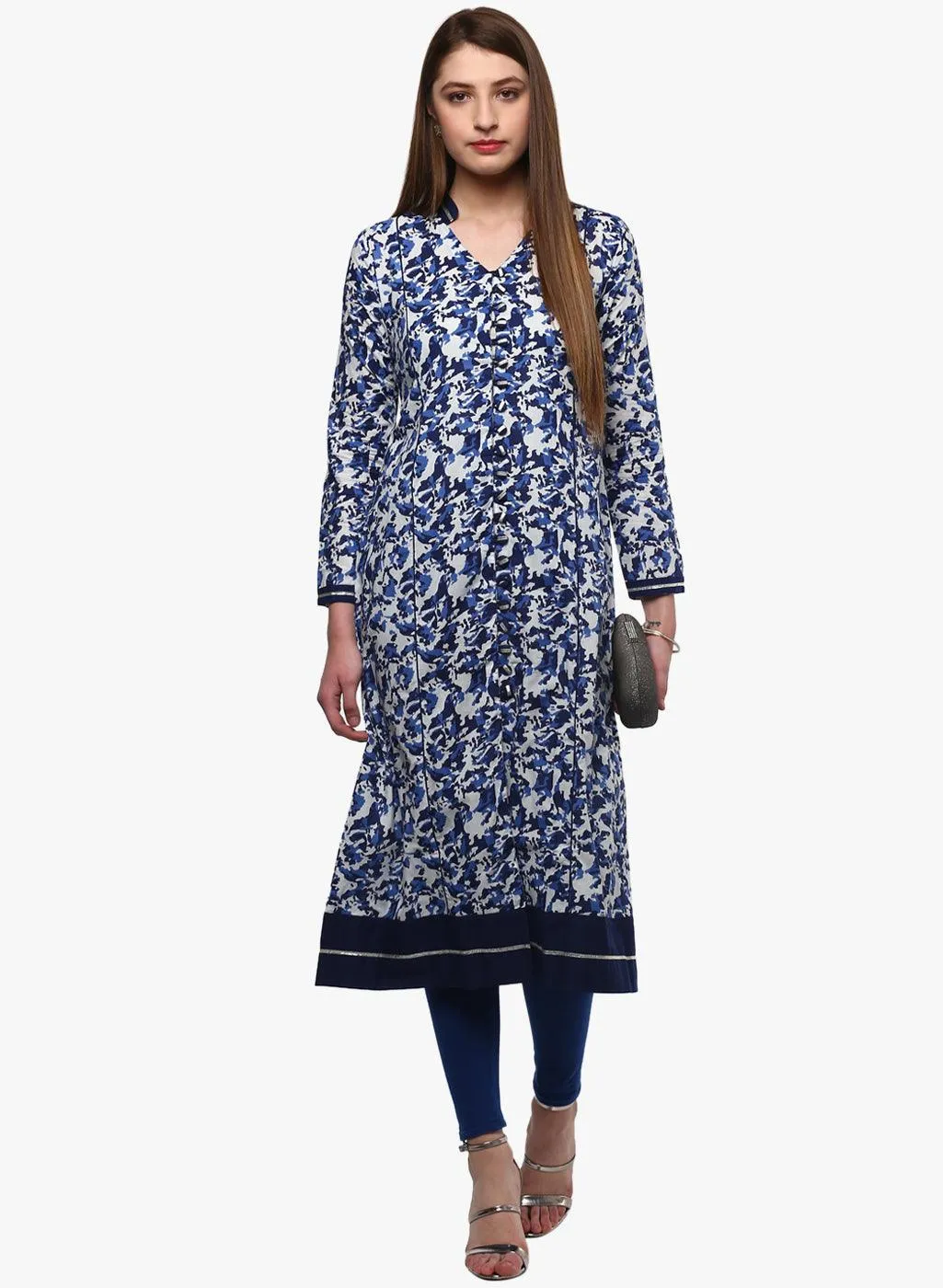 Divena Indigo Blue Front Open Kurti