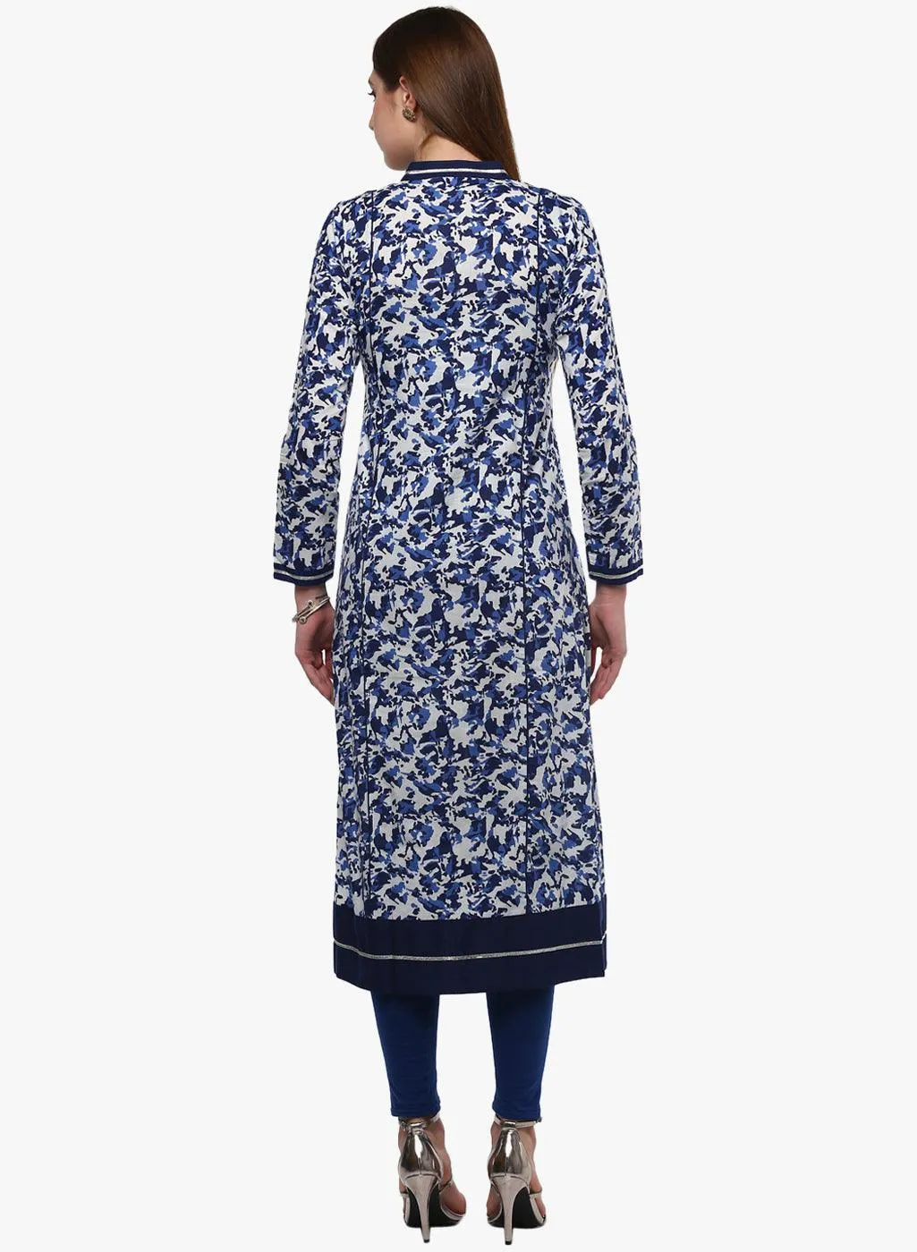 Divena Indigo Blue Front Open Kurti