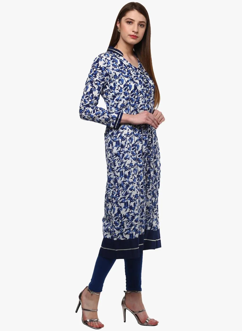 Divena Indigo Blue Front Open Kurti