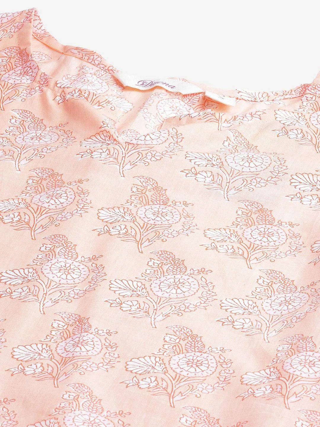 Divena  Peach Printed Cotton Nightwear