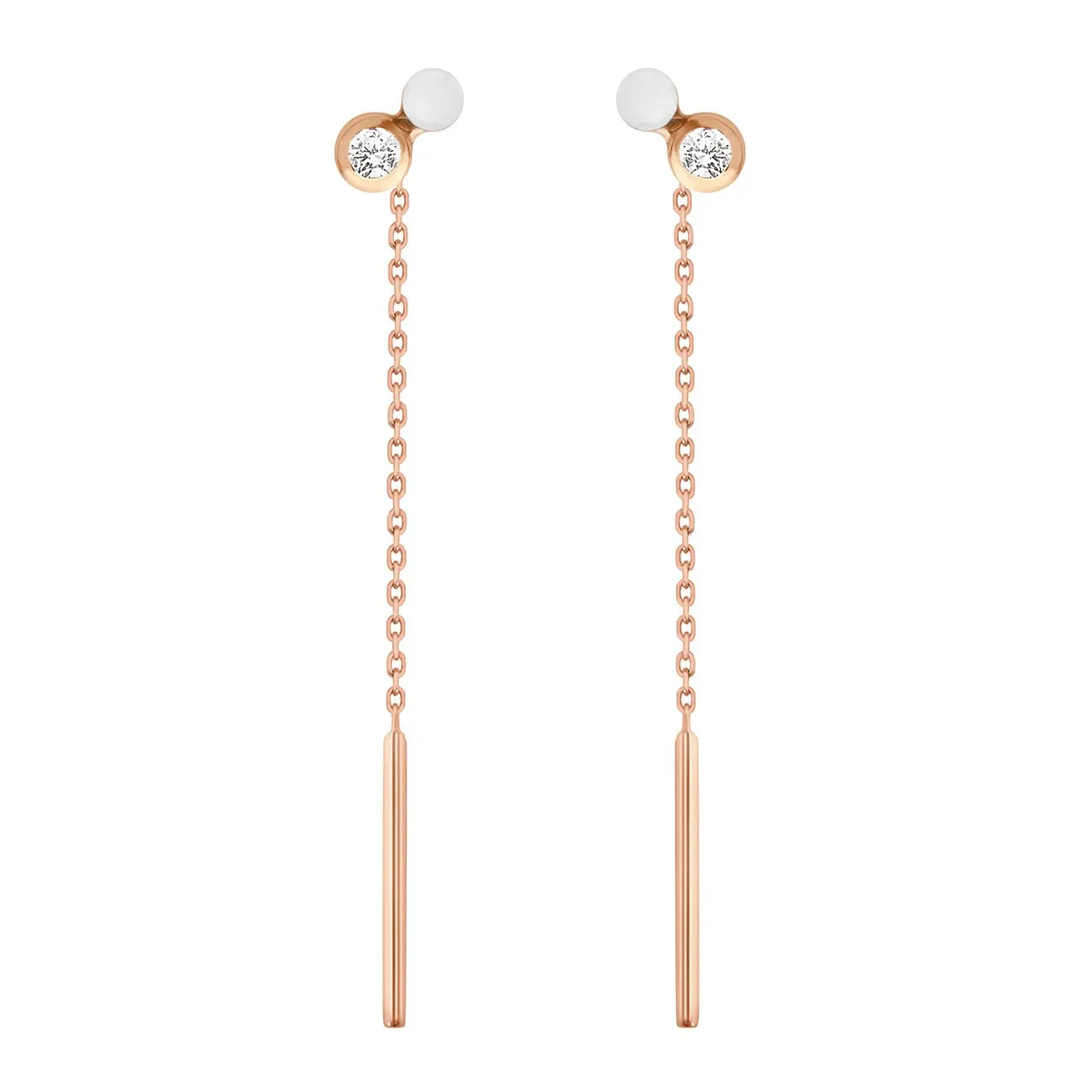 Dot diamond White resin earrings, Rose Gold