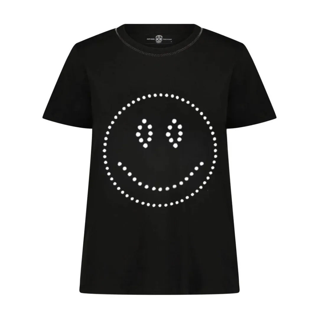 Dotted Smile Black Tee