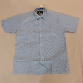 Elegant White And Light Blue Colored Shirt With Half Sleeves