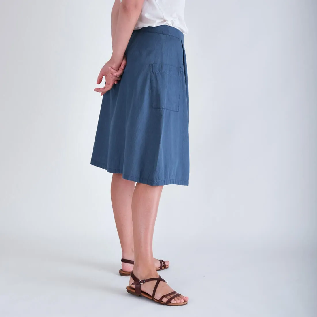 Eve Cotton Knee Length Skirt | Denim