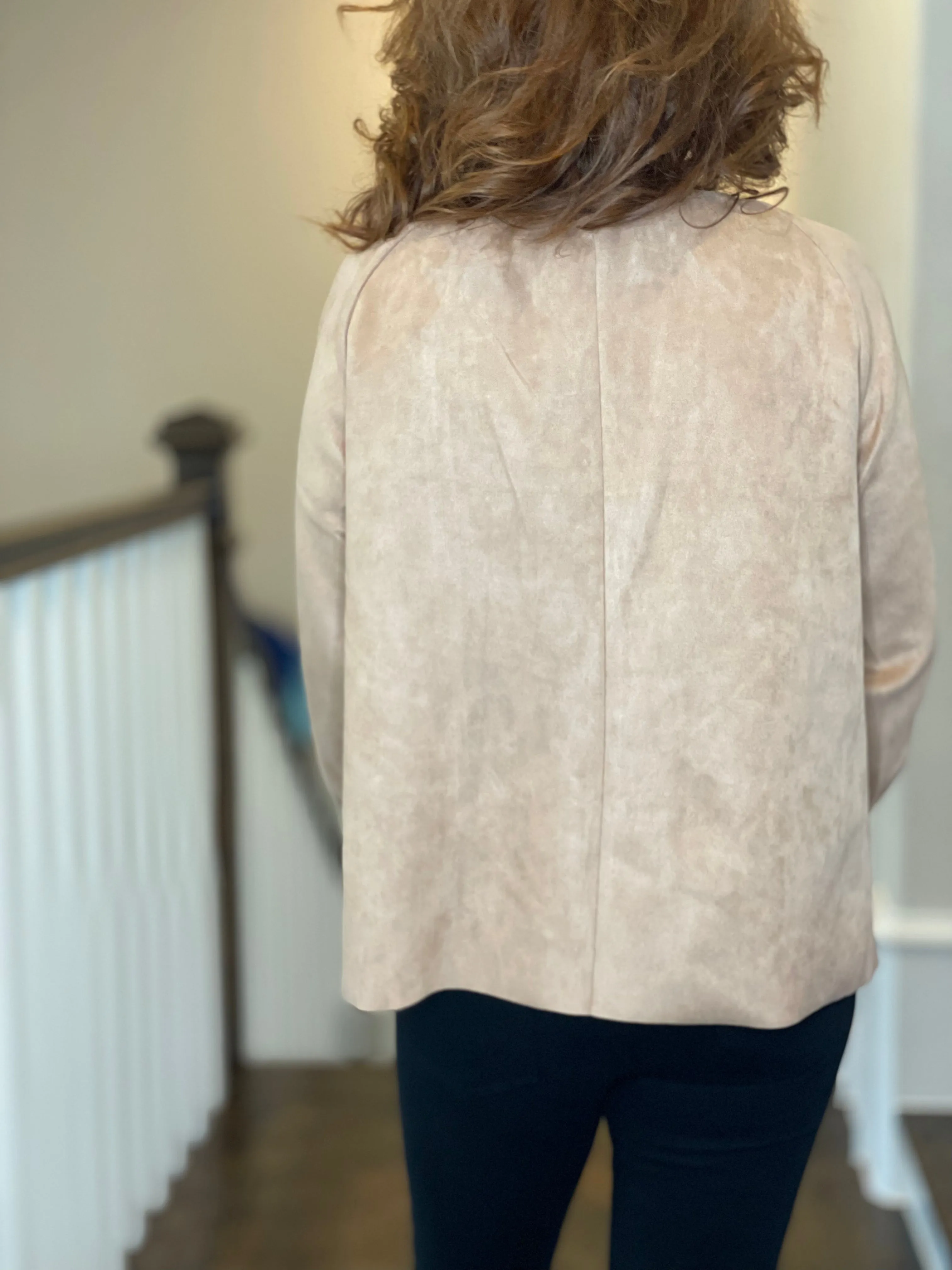 Faux Suede Peasant Top in Camel