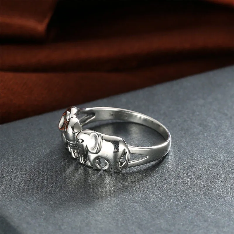 Fine Auspicious Elephant 925 Sterling Silver Thai Charm Ring