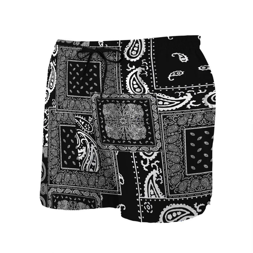 Gearhuman 3D Black Multiple Paisley Bandanas Shorts