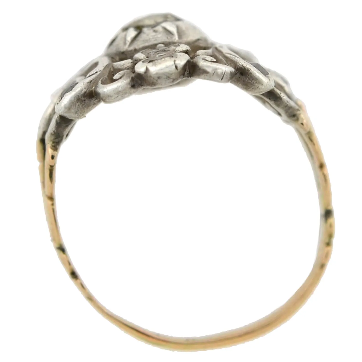 Georgian 14kt/Sterling Rose Cut Diamond Open Wirework Ring