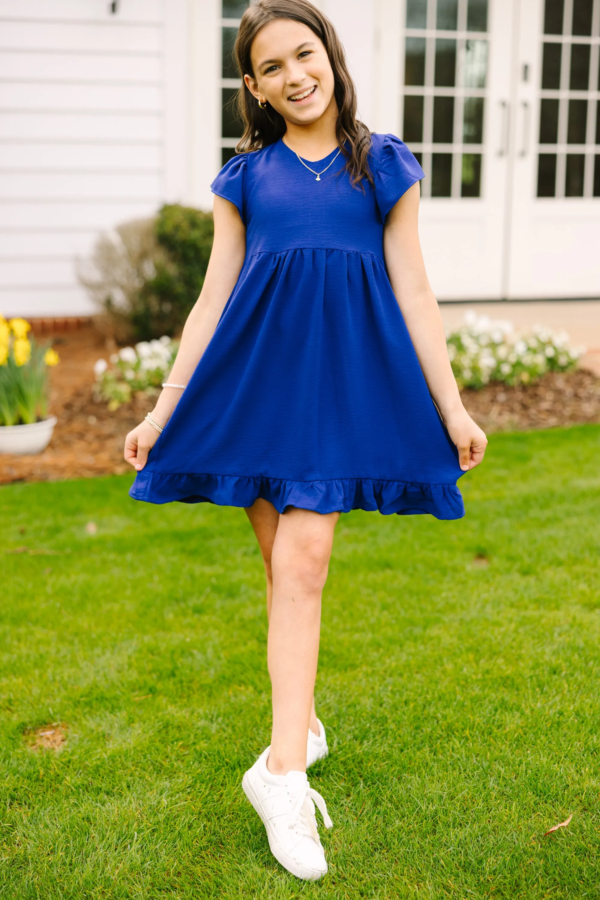 Girls: Just A Game Royal Blue Babydoll Dress