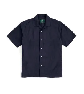 Gitman Vintage Cotton Linen Camp Collar Shirt: Navy