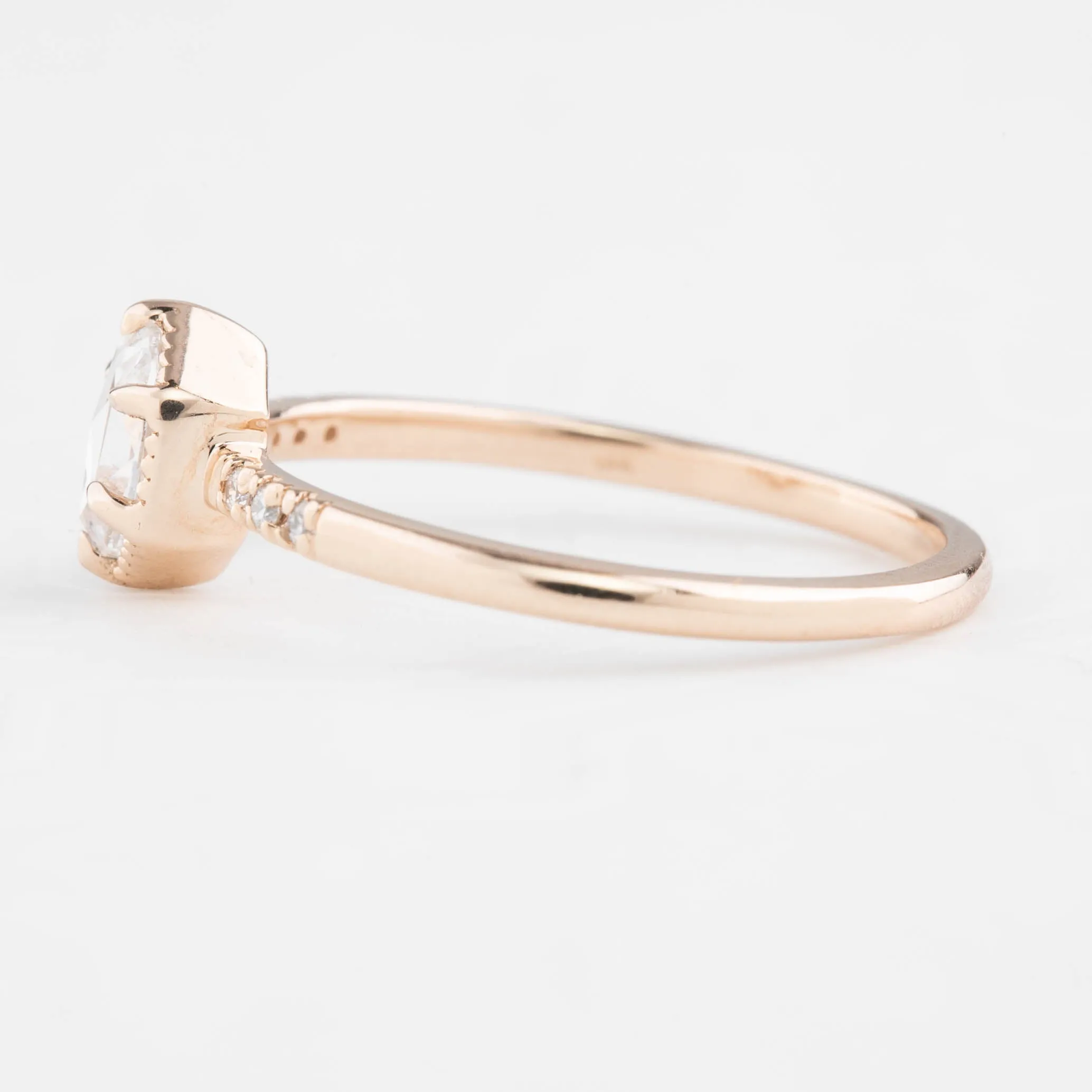 Grace Ring 0.37ct Oval Rose Cut Diamond, 14K Rose Gold (One of a kind)