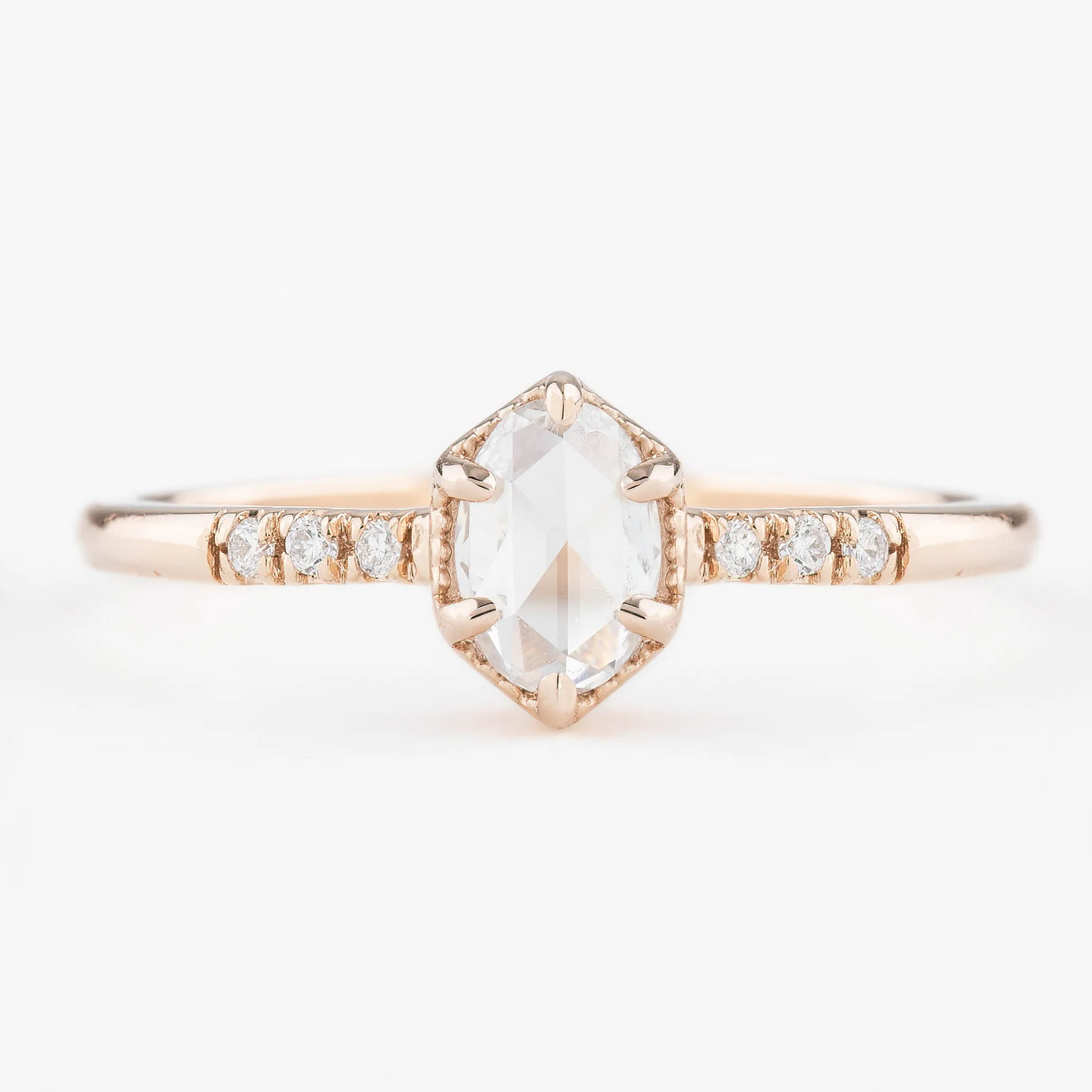 Grace Ring 0.37ct Oval Rose Cut Diamond, 14K Rose Gold (One of a kind)