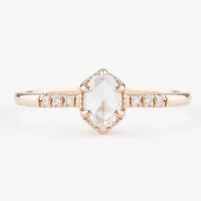 Grace Ring 0.37ct Oval Rose Cut Diamond, 14K Rose Gold (One of a kind)