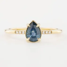 Grace Ring 0.73ct Pear Cut Blue Green Montana Sapphire (One of a kind)