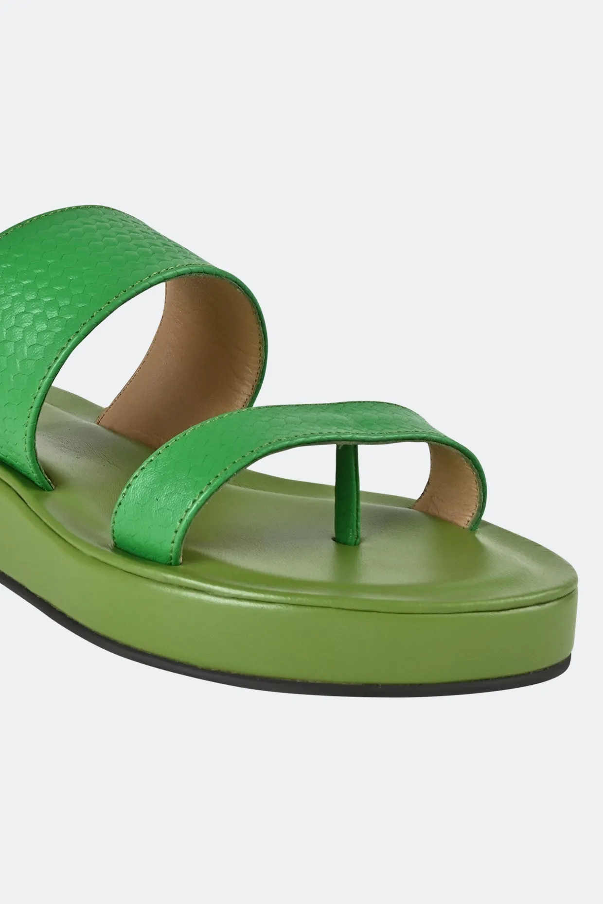 Green Two Strap Platforms For Women