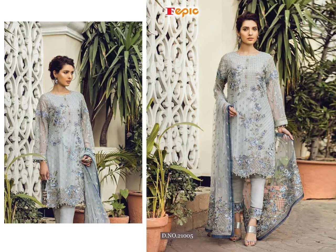 Grey Designer Pakistani Style Party Wear Salawar Kameez 21005